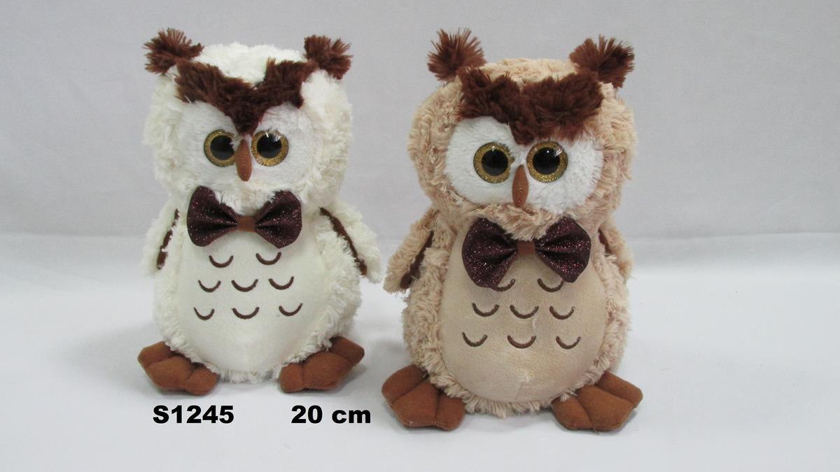 peluche hibou 20cm assis soleil jour